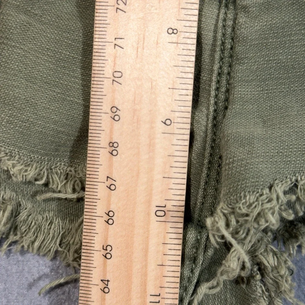 Free People S(2) Olive Green Distressed Frayed Hem Utility Cargo Shorts Military